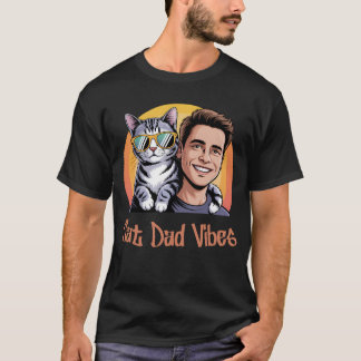 T-shirt Cool Chat Papa Vibes Retro Style Funny Kitte