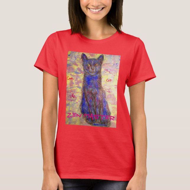 T-shirt cool chat zen maître (Devant)