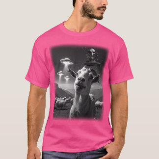 T-shirt Cool Chèvre Ufo Alien Enlèvement Animal Selfie Un 