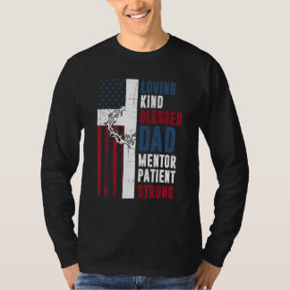 T-shirt Cool Christian Blessé Papa Cross American Flag Fat