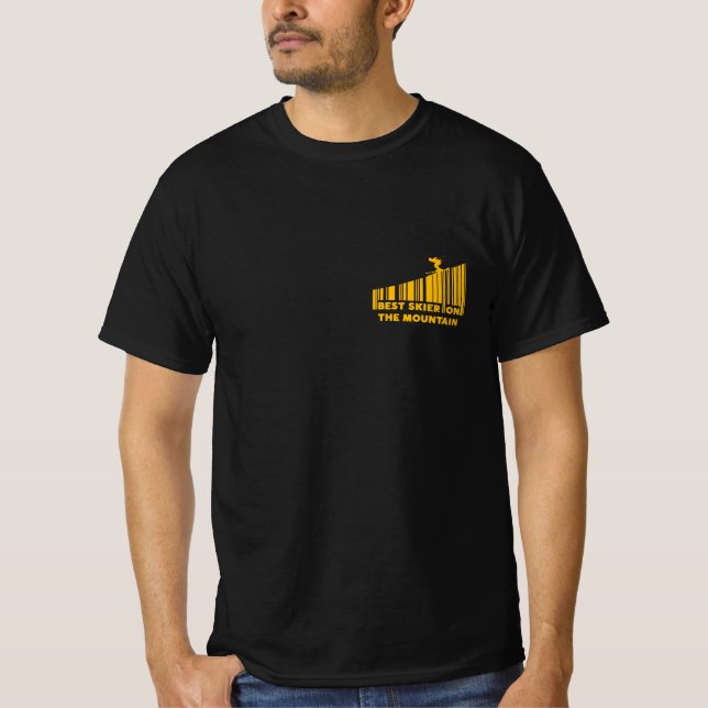 T-shirt Cool Code Barre Conception Meilleur Skieur Sur La  (Devant)