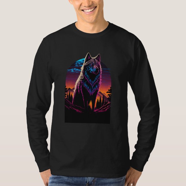 T-shirt Cool Colorful Wolf Outfit Illustration Graphic Des (Devant)
