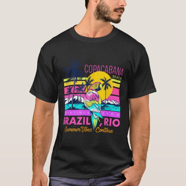 T-shirt Cool Copacabana Beach Brésil Rio Vibes d'été graph (Devant)