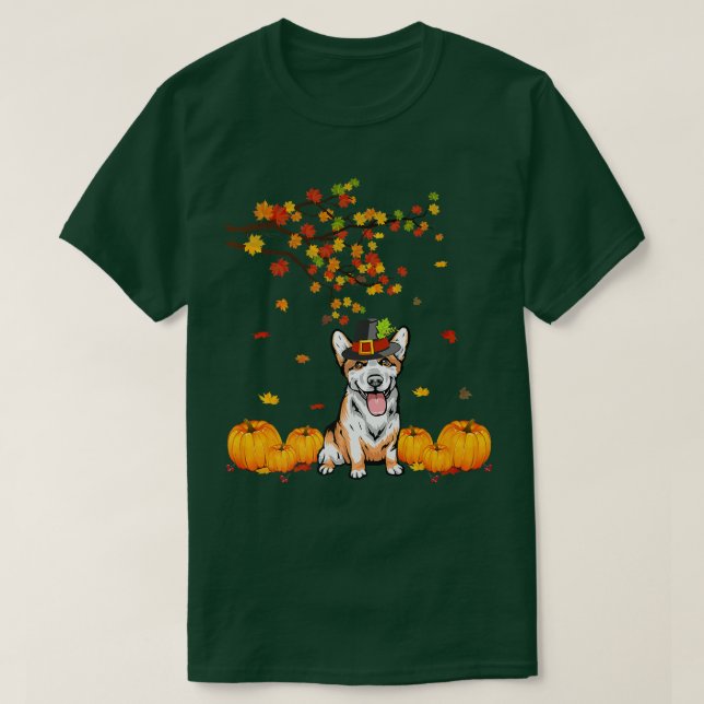 T-shirt Cool Corgi Amoureux des chiens Automne Thanksgivin (Design devant)