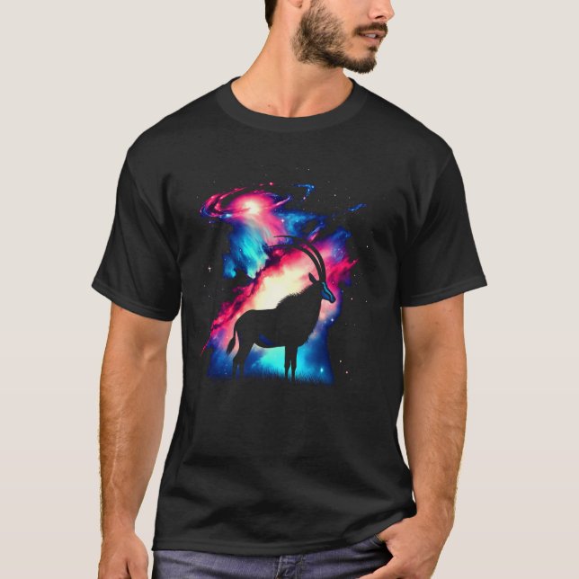 T-shirt Cool Cosmic Sable Antelope Galaxy Espace Graphique (Devant)