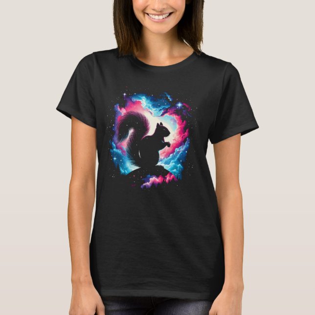 T-shirt Cool Cosmic Squirrel Galaxy Graphic Space Art (Devant)
