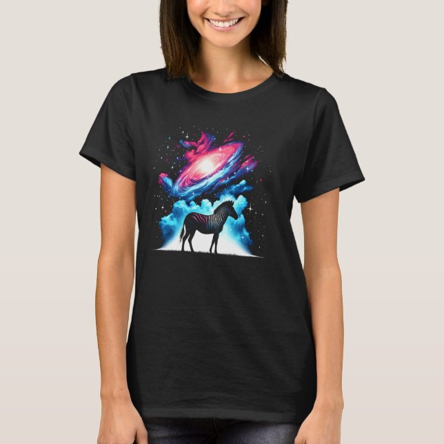 T-shirt Cool Cosmic Zebra Galaxy Graphic Space Art (Devant)