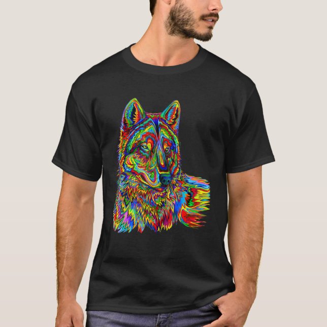 T-shirt Cool couleur Wolf visage 1 (Devant)