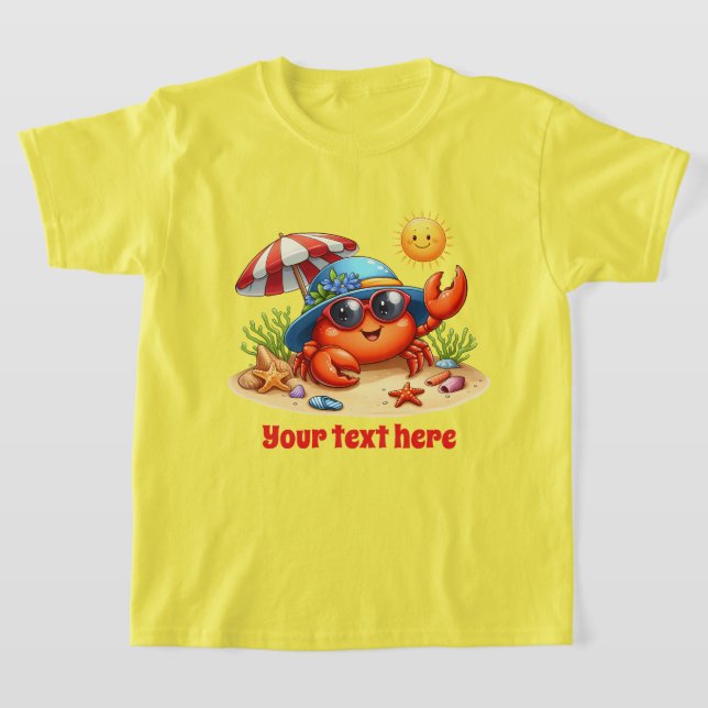 T-shirt Cool crabe ajouter texte plage filles (Poser)