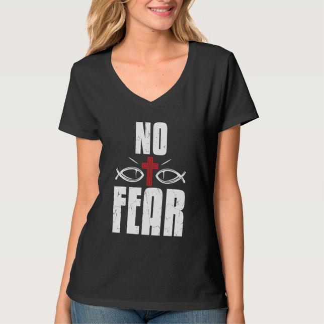 T-shirt Cool Crainte Aucun Croix Rouge Religion Foi Croix  (Devant)