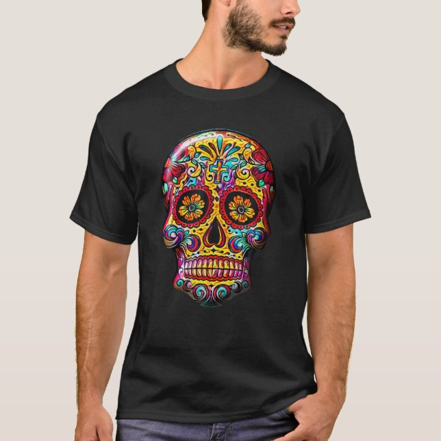 T-shirt Cool crâne de sucre Calavera Dia Muertos Jour Dead (Devant)