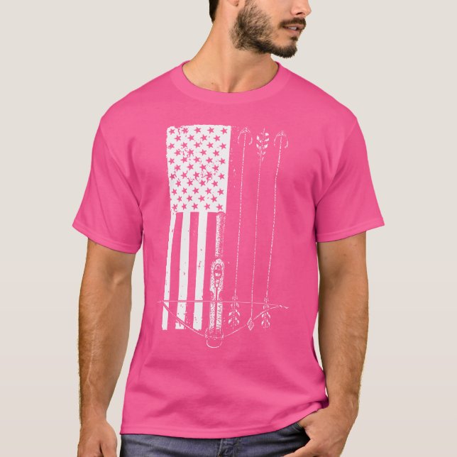 T-shirt Cool Crossbow Pour Flèche Chasse Drapeau Américain (Devant)