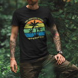 T-shirt Cool Custom Tropical Beach Trip Palm Trees Noir<br><div class="desc">Ces t-shirts de plage tropicale personnalisés et cool sont ornés de 3 palmiers en silhouette face à un ciel orange et bleu accentué de jaune et vert sur la côte. Customisez pour un séjour en famille de tee - shirts pour votre escapade sur la côte ce printemps, vacances d'été ou...</div>