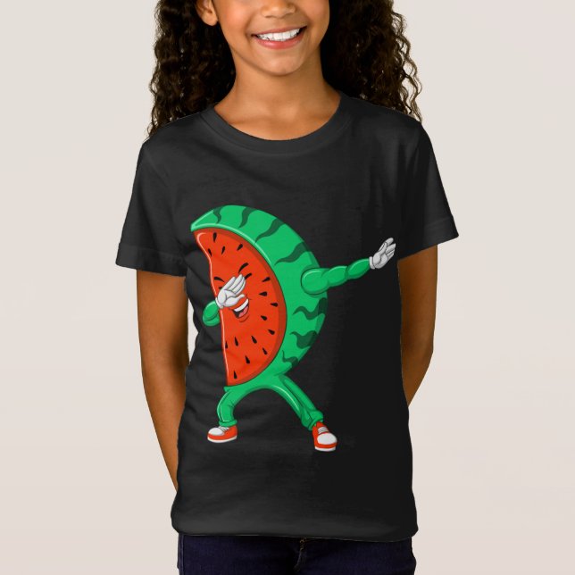 T-Shirt Cool Dabbing Watermelon Drôle Fruit Dancing Athlet (Devant)