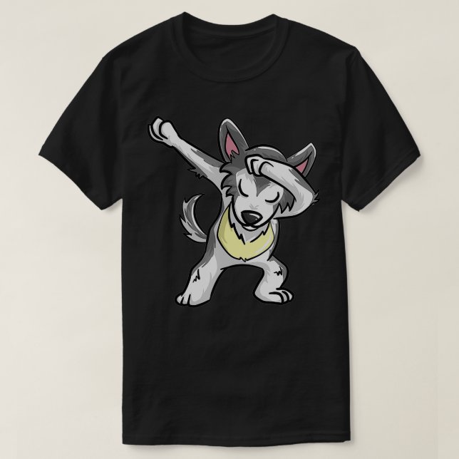 T-shirt Cool Dabbing Wolf  Funny Hiphop Coyote Dog Dancing (Design devant)