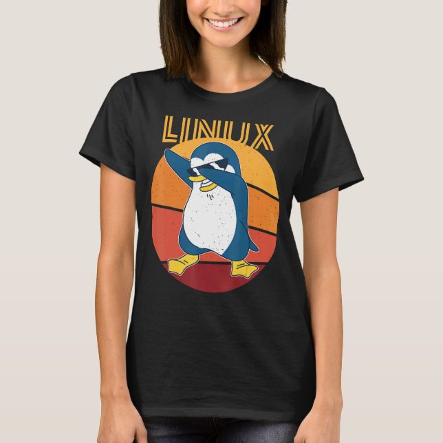 T-shirt Cool d'administration Linux Penguin Informatique N (Devant)