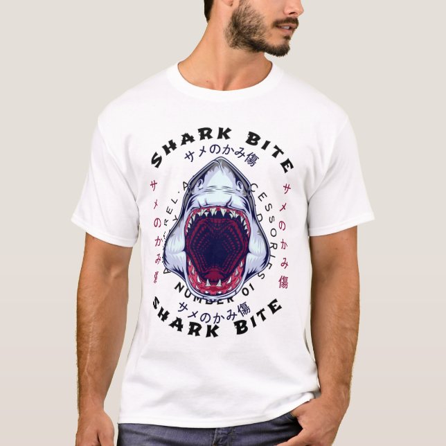 T-shirt cool d'art à la japonaise de requin (Devant)