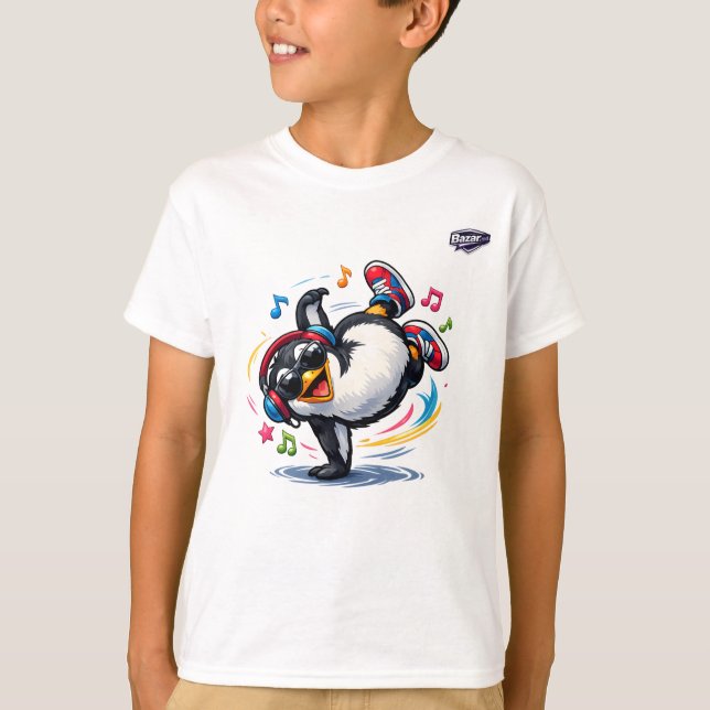 T-shirt cool de manchots de breakdancing pour enfa (Devant)