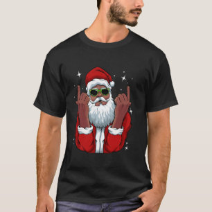 T-shirt Cool de pyjama de Noël afro-américain Père Noël No