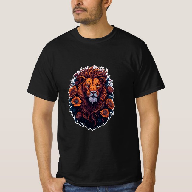 T-shirt cool décontracté avec "Ferocie Design Lion" (Devant)