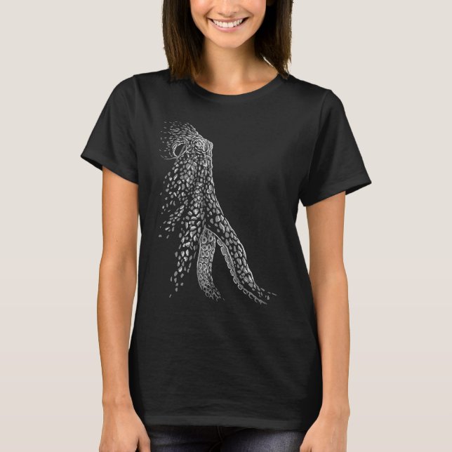 T-shirt Cool deep sea gray octopus (Devant)