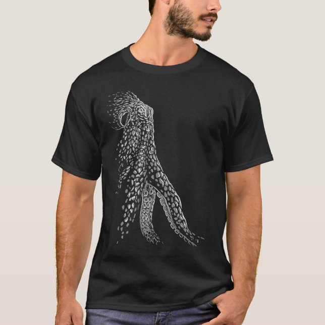 T-shirt Cool deep sea gray octopus (Devant)