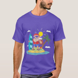 T-shirt Cool d'été hawaïen Santa Claus Surfing Noël