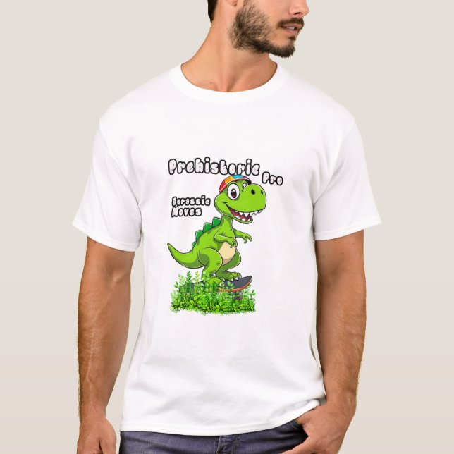 T-shirt Cool Dino on a Skateboard (Devant)