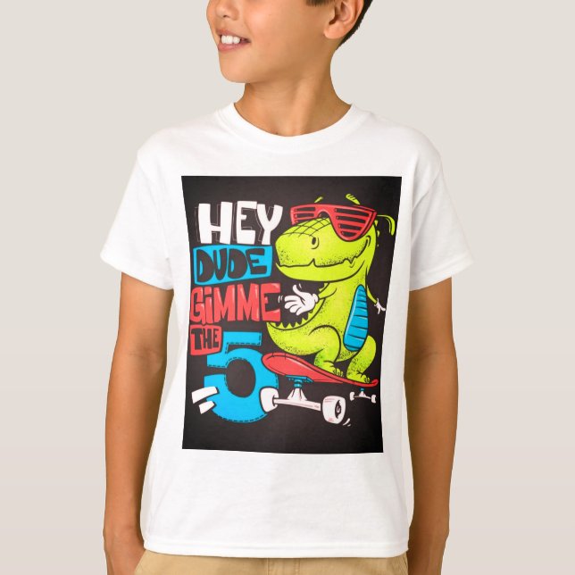 T-shirt Cool Dino Skate Tee I Animal Shirt pour Unisex (Devant)