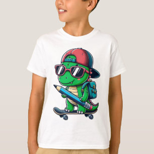 T-shirt Cool Dino Skateboard Retour à l'art scolaire