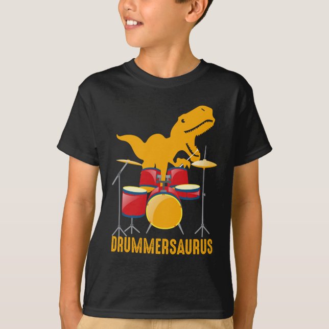 T-shirt Cool Dinosaur Drummer Reptiles Musicien Drum Lover (Devant)