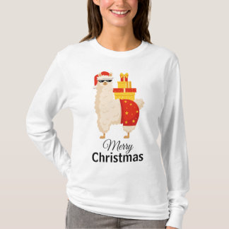 T-shirt Cool Disco Santa Llama Funny Minimalist Christmas
