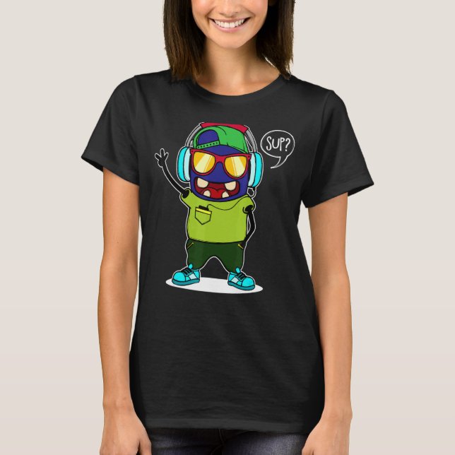 T-shirt Cool Dit Casque Lunettes de soleil Alien Robot (Devant)