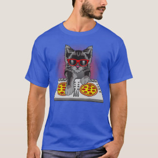 T-shirt Cool DJ Cat Pizza Cadeau Pour Hommes Femmes Garçon