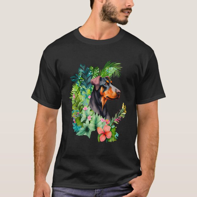 T-shirt Cool Doberman Art Peinture Graphique Colorful Fun  (Devant)