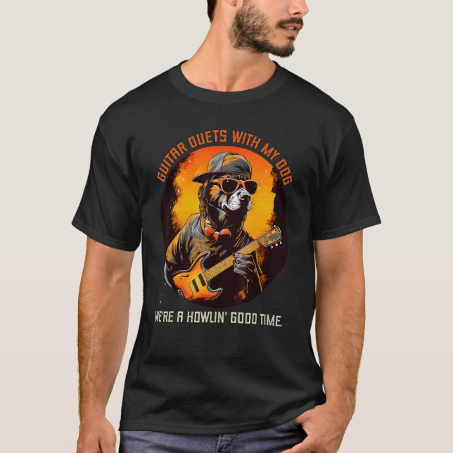 T-shirt Cool Dog Jam avec guitare pour riffs Rock'n Roll e (Devant)