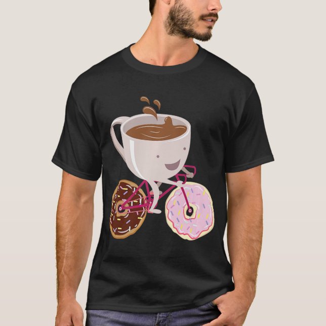 T-shirt Cool Donut Café Bicyclette main tiré Premium (Devant)