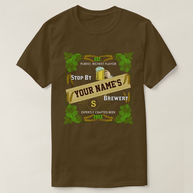 T-shirt Cool d'orge d'houblon du nom personnalisé par (Design devant)