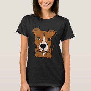 T-shirt Cool Drôle Brown et blanc Pitbull Chien chiot