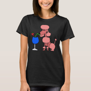 T-shirt Cool Drôle Poodle Rose Boit Un Daiquiri