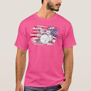 T-shirt Cool Drummer Art Pour Hommes Femmes Amérique Drape