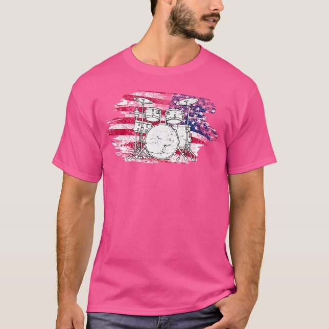T-shirt Cool Drummer Art Pour Hommes Femmes Amérique Drape (Devant)