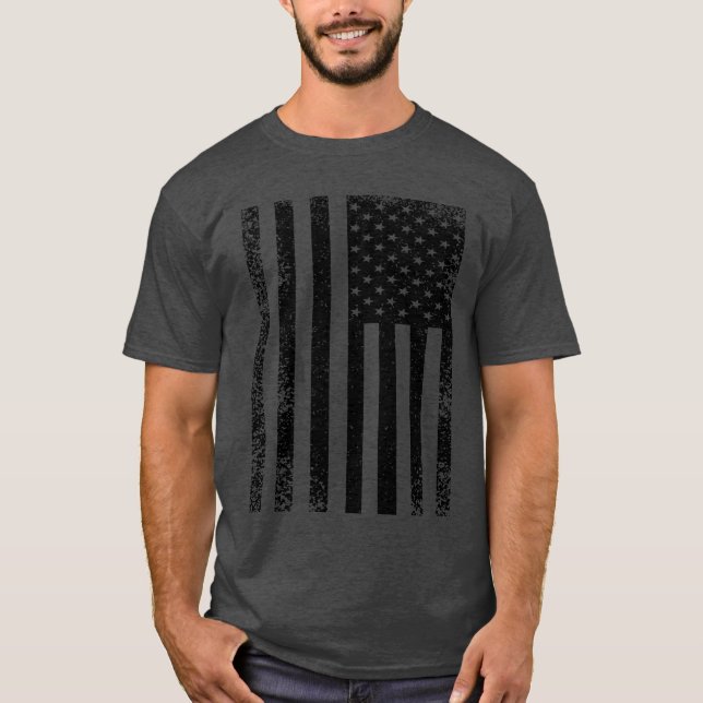 T-shirt Cool du drapeau noir et blanc américain (Devant)