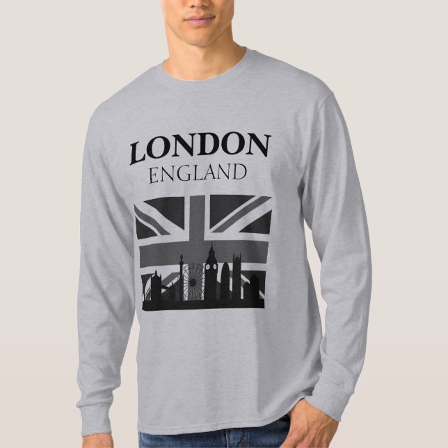 T-shirt Cool élégant Black Grey Londres Union Jack (Devant)