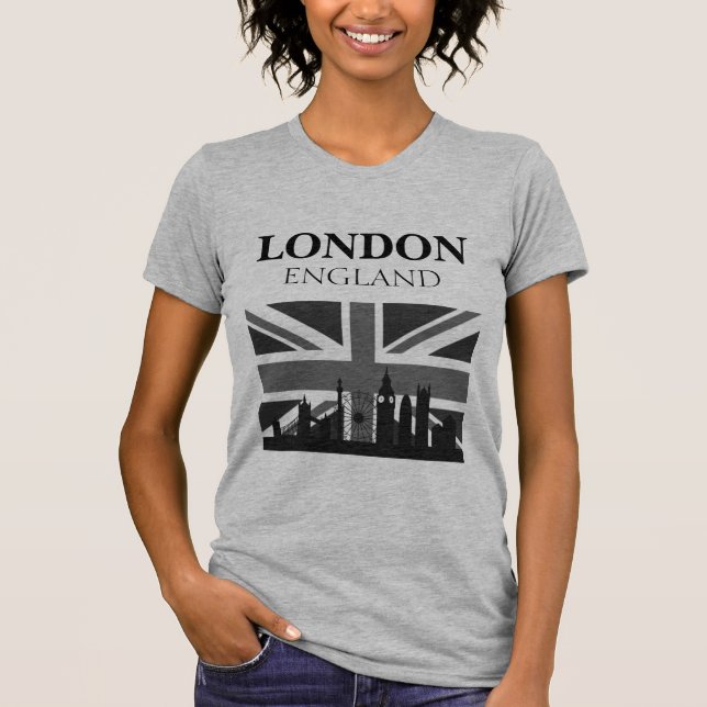 T-shirt Cool élégant Black Grey Londres Union Jack (Devant)