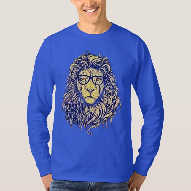 T-Shirt cool élégant en lion Hipster (Devant)