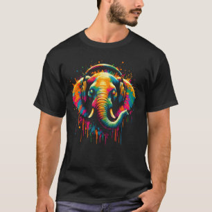 T-shirt Cool Elephant casque musique Art Noël