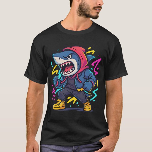 T-shirt cool en Streetwear Shark Cartoon (Devant)