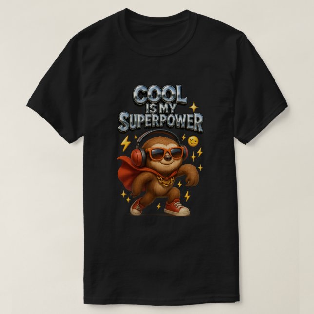 T-shirt Cool Est Ma Superpuissance Funny Sloth Hero Cape (Design devant)