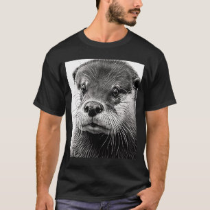 T-shirt Cool esthétique Otter Head Peint Mer Otter Face